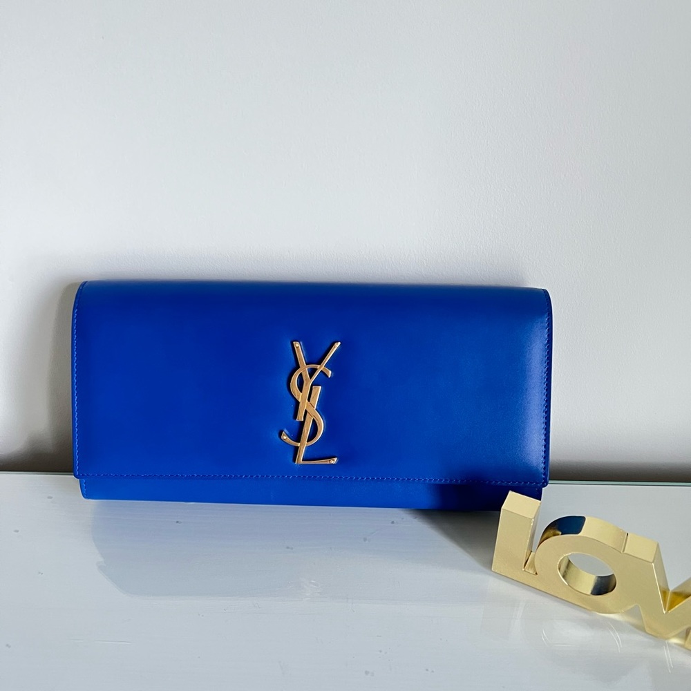 Yves Saint Laurent blue clutch